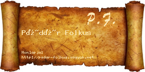 Pádár Folkus névjegykártya
